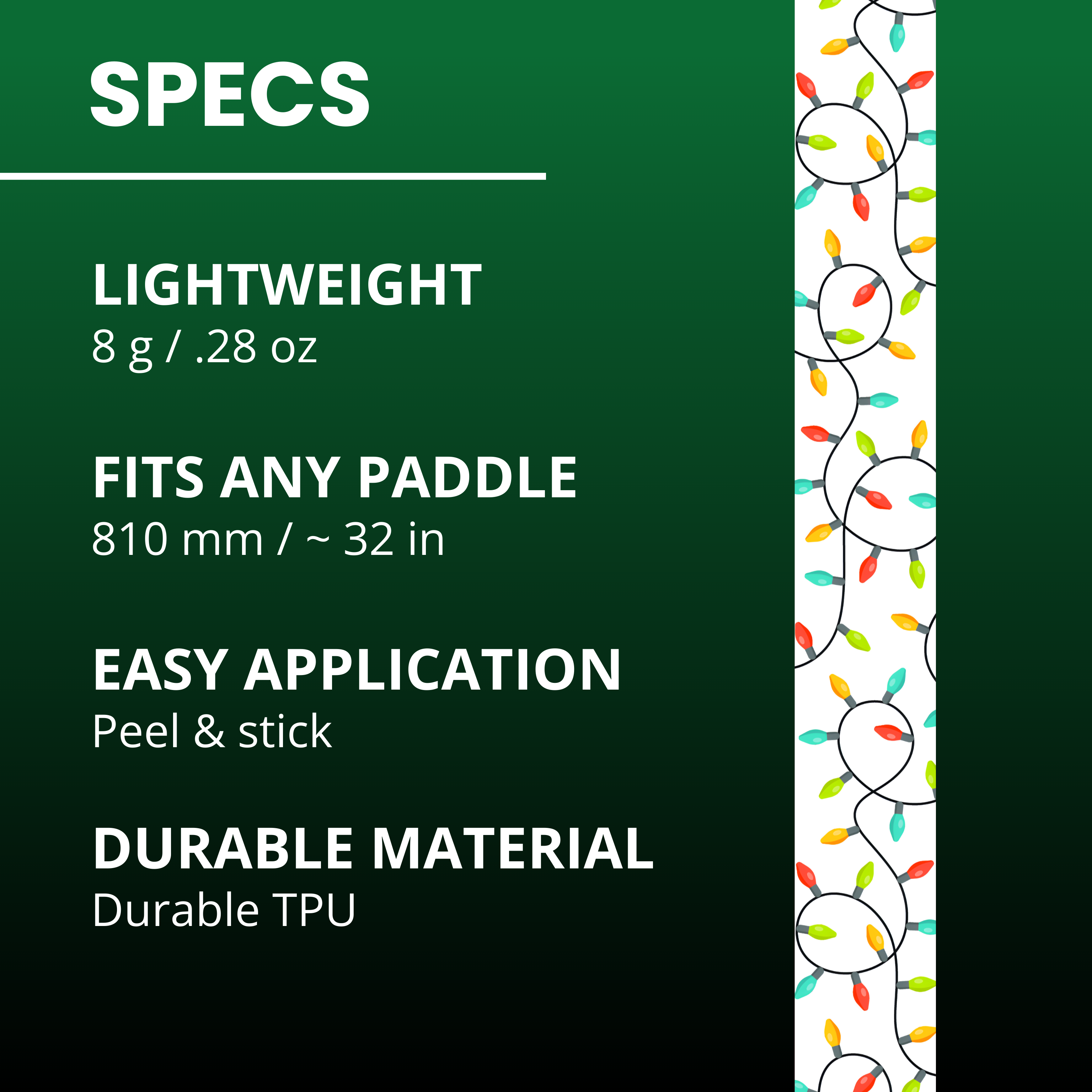 Christmas Lights Edge Tape (3 pack) - Pickleball Paddle Edge Tape