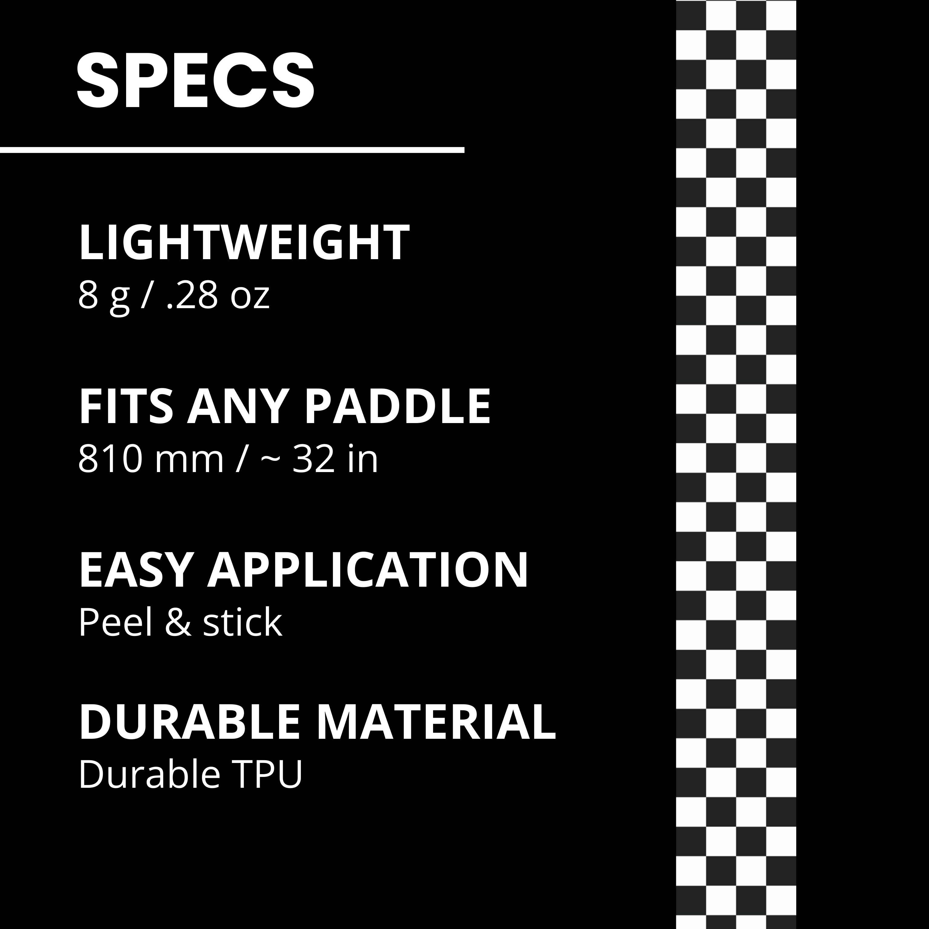 B&W Checkers Edge Tape (3 pack) - Pickleball Paddle Edge Tape