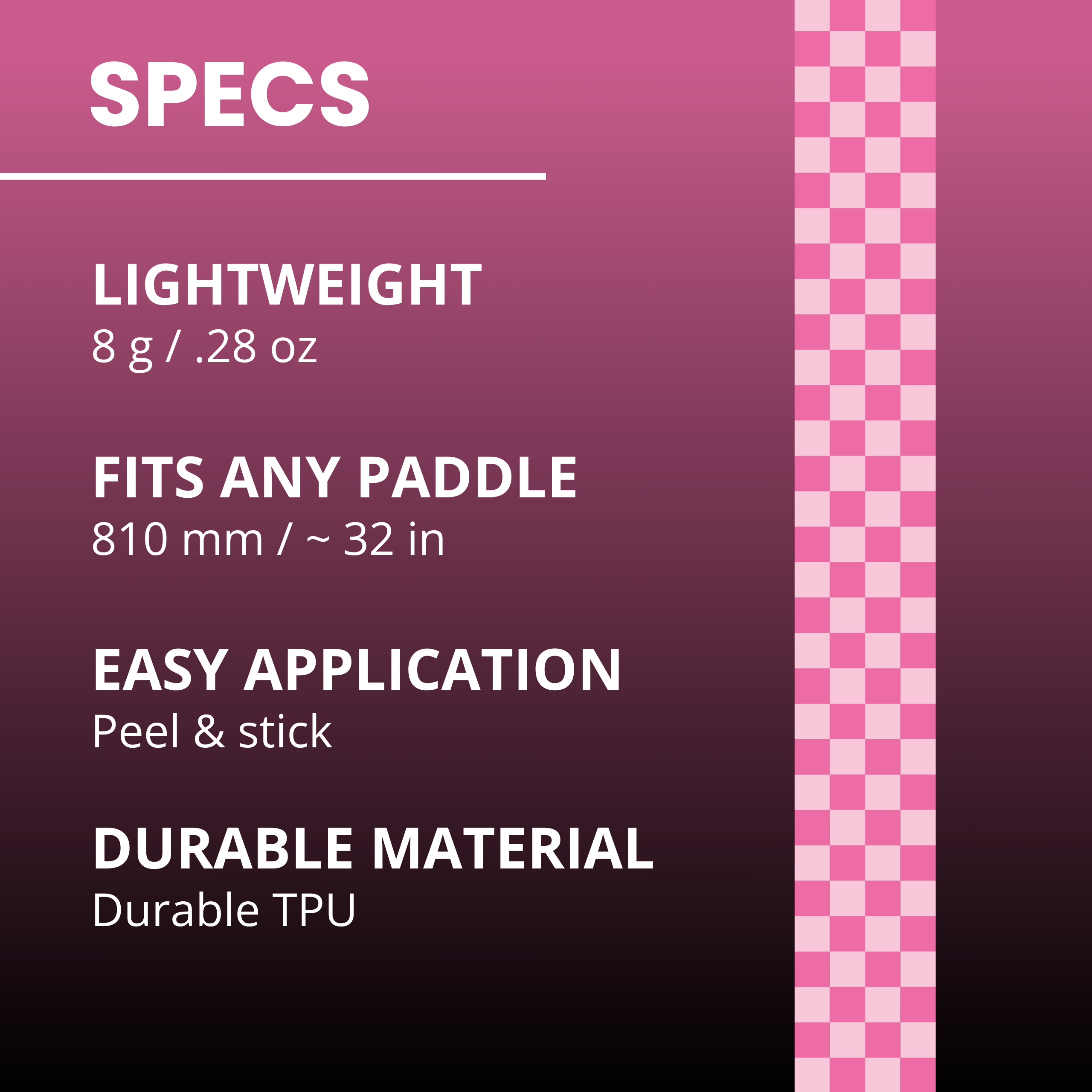 Pink Checkers Edge Tape (3 pack) - Pickleball Paddle Edge Tape